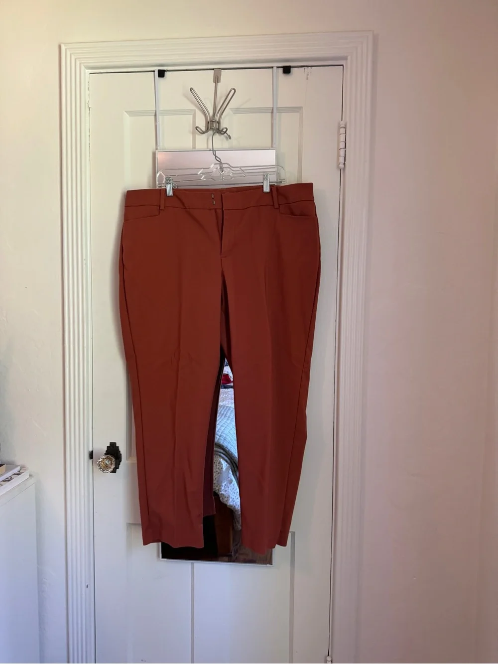 Eloquii Cropped Slim Pants in Rust Red